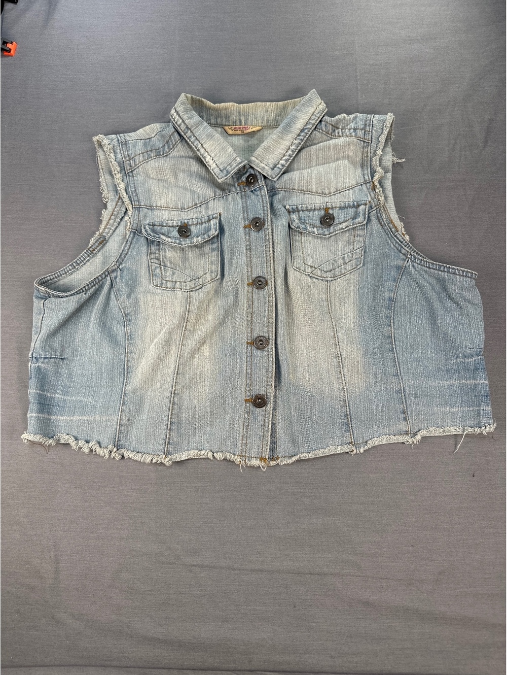 Highway Jeans Women Denim Vest 3X Light Blue Cotton Blend Button Up